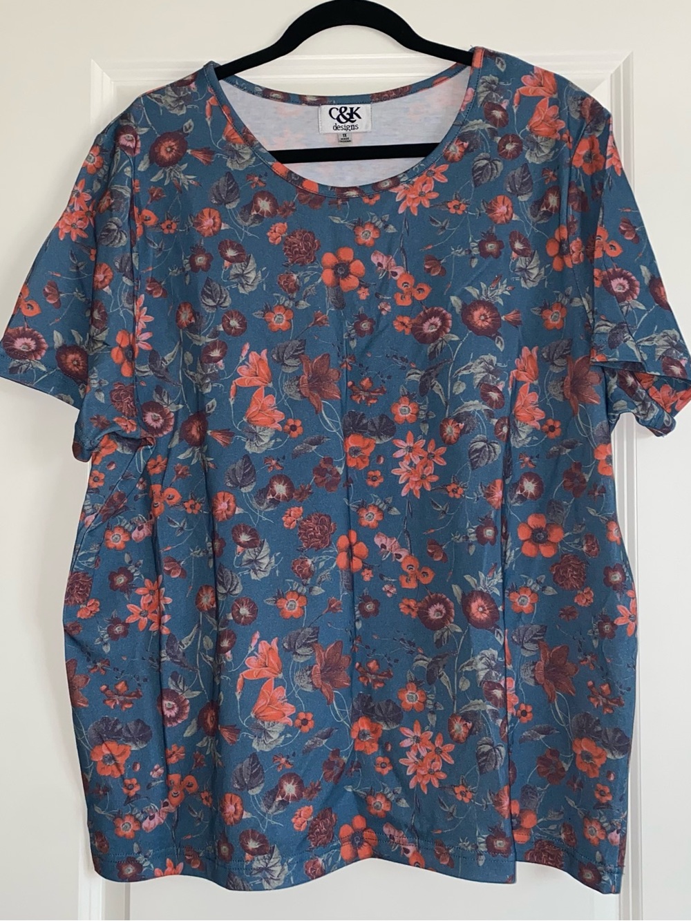 Blue Floral Short Sleeve Tee